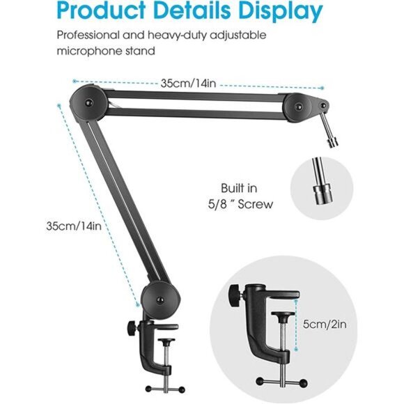 Microphone Arm Stand Adjustable Suspension Boom Scissor Arm Stand Heavy Duty Mic - Picture 6 of 7